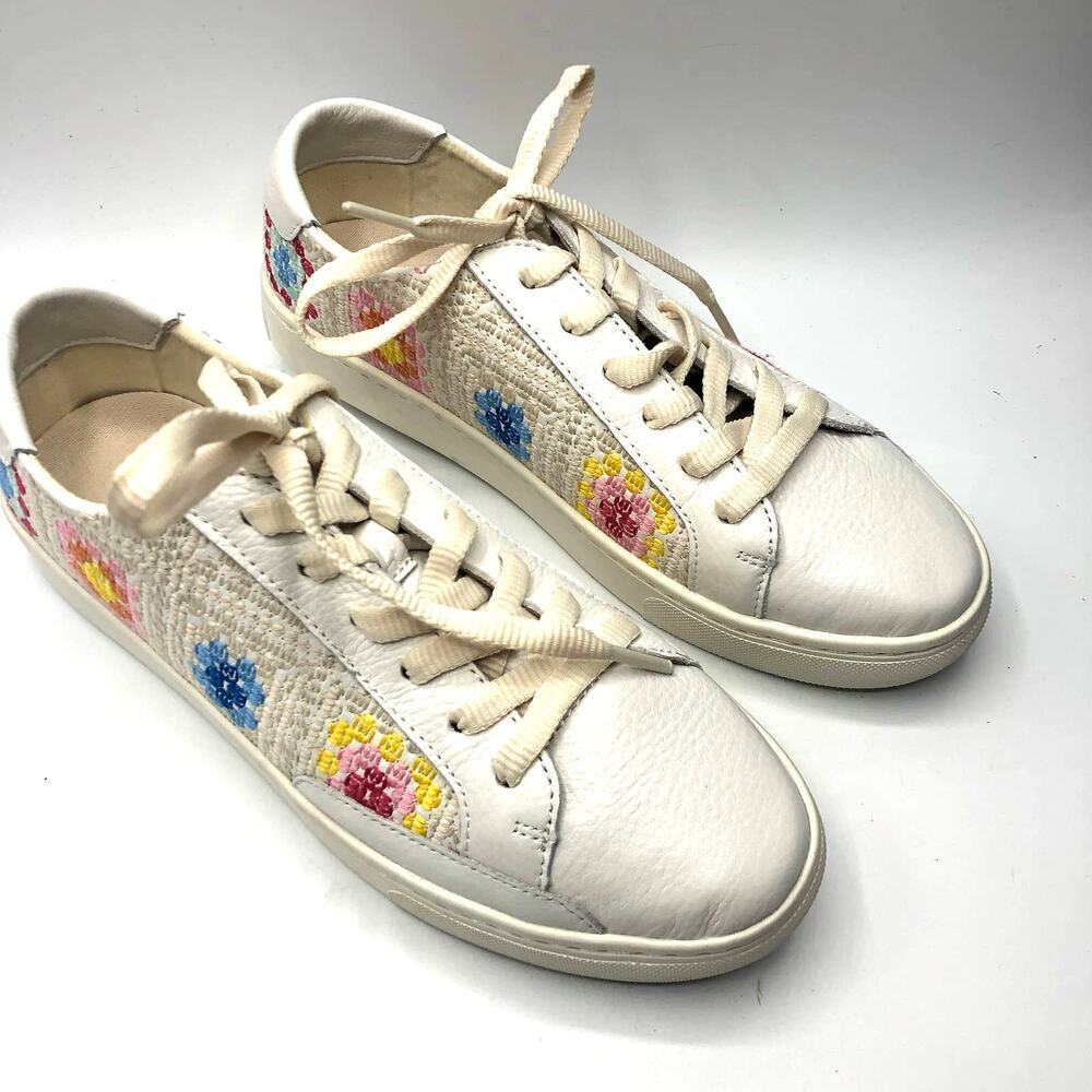 Soludos Ibiza Sweater Sneaker Lace Up White/ Multicolor Size US 8.5 - Picture 2 of 12